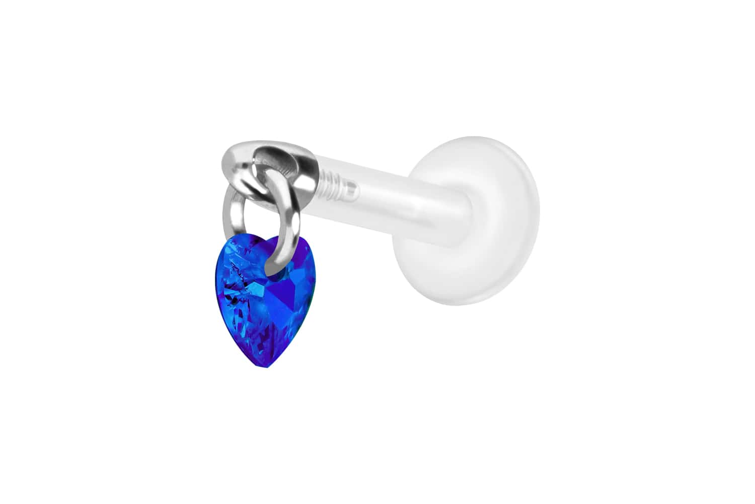 PTFE Labret Piercing mit Innengewinde + Titan-Aufsatz KRISTALLHERZ